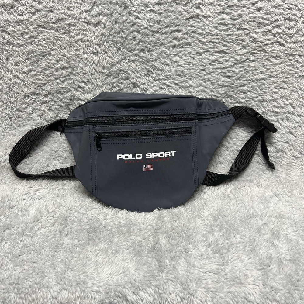 Polo Sport Ralph Lauren Fanny Pack Navy Blue Travel Bum Waist Bag Nylon Flag 90s
